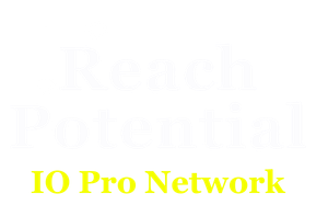 reach potential logo with words reach potential written is with bold text and the words io pro network written below is bright yellow color
